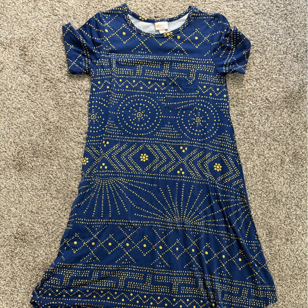 LuLaRoe Navy and Gold Patterned Bodysuit